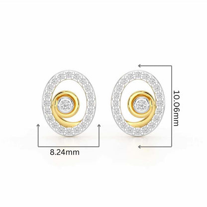 Fire Spark Silver Stud Earrings - Yellow Gold - Image 2