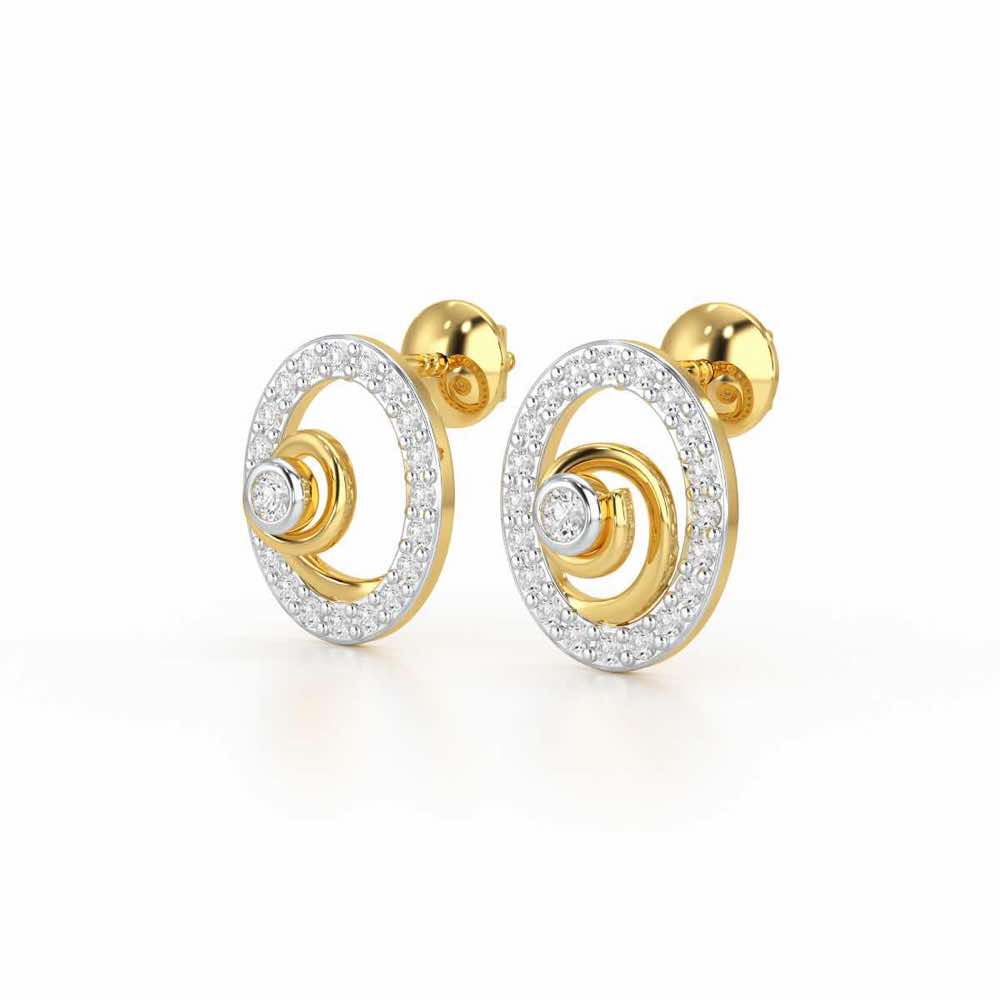 Fire Spark Silver Stud Earrings - Yellow Gold - Image 3