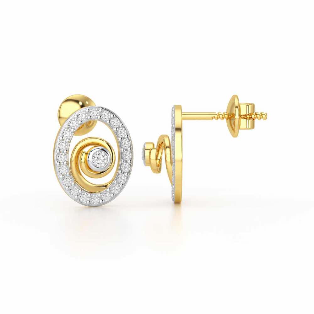 Fire Spark Silver Stud Earrings - Yellow Gold - Image 4
