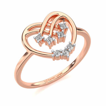 Flare Heart Silver Ring - Rose Gold - Image 1