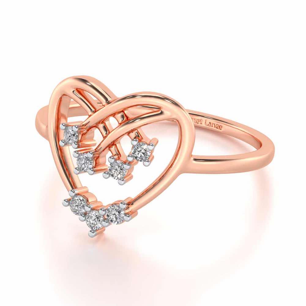 Flare Heart Silver Ring - Rose Gold - Image 2