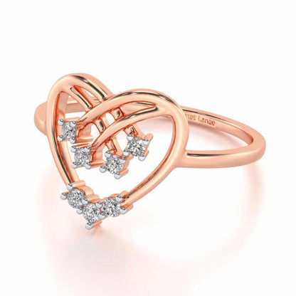 Flare Heart Silver Ring - Rose Gold - Image 2