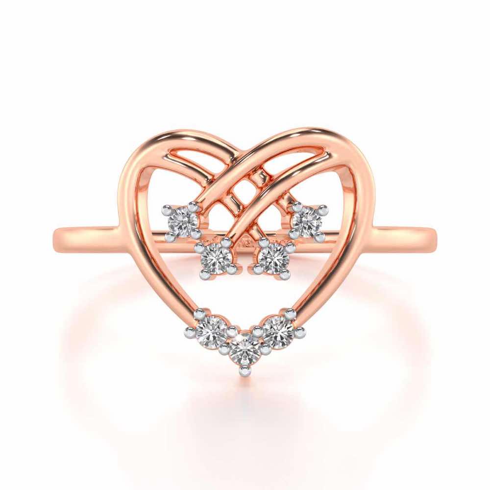 Flare Heart Silver Ring - Rose Gold - Image 4