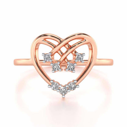 Flare Heart Silver Ring - Rose Gold - Image 4
