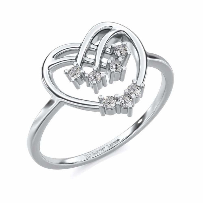 Flare Heart Silver Ring - White Gold - Image 1