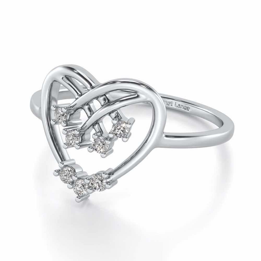 Flare Heart Silver Ring - White Gold - Image 2