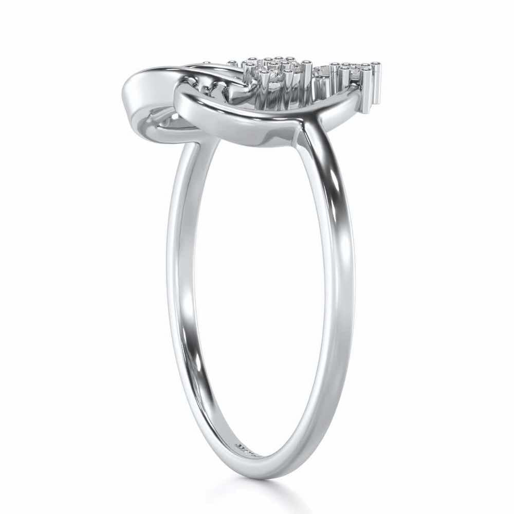 Flare Heart Silver Ring - White Gold - Image 3