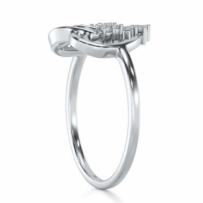 Flare Heart Silver Ring - White Gold - Image 3