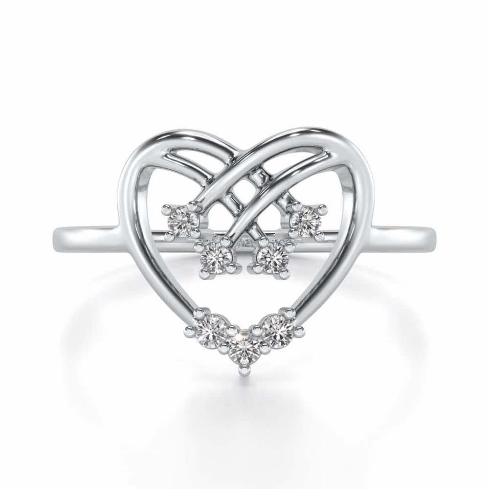 Flare Heart Silver Ring - White Gold - Image 4
