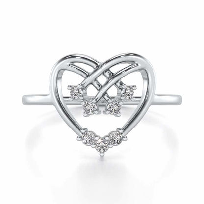Flare Heart Silver Ring - White Gold - Image 4