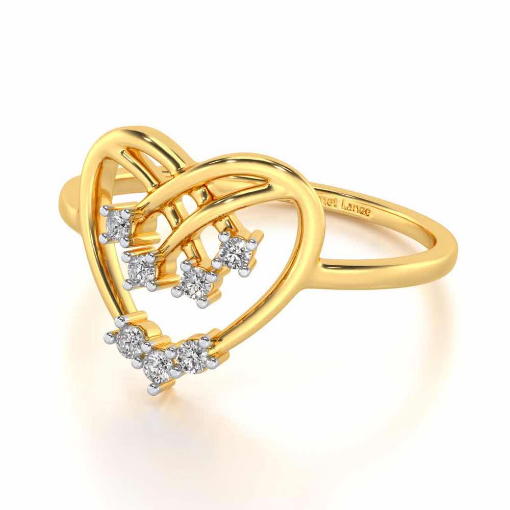 Flare Heart Silver Ring - Yellow Gold - Image 2