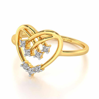Flare Heart Silver Ring - Yellow Gold - Image 2