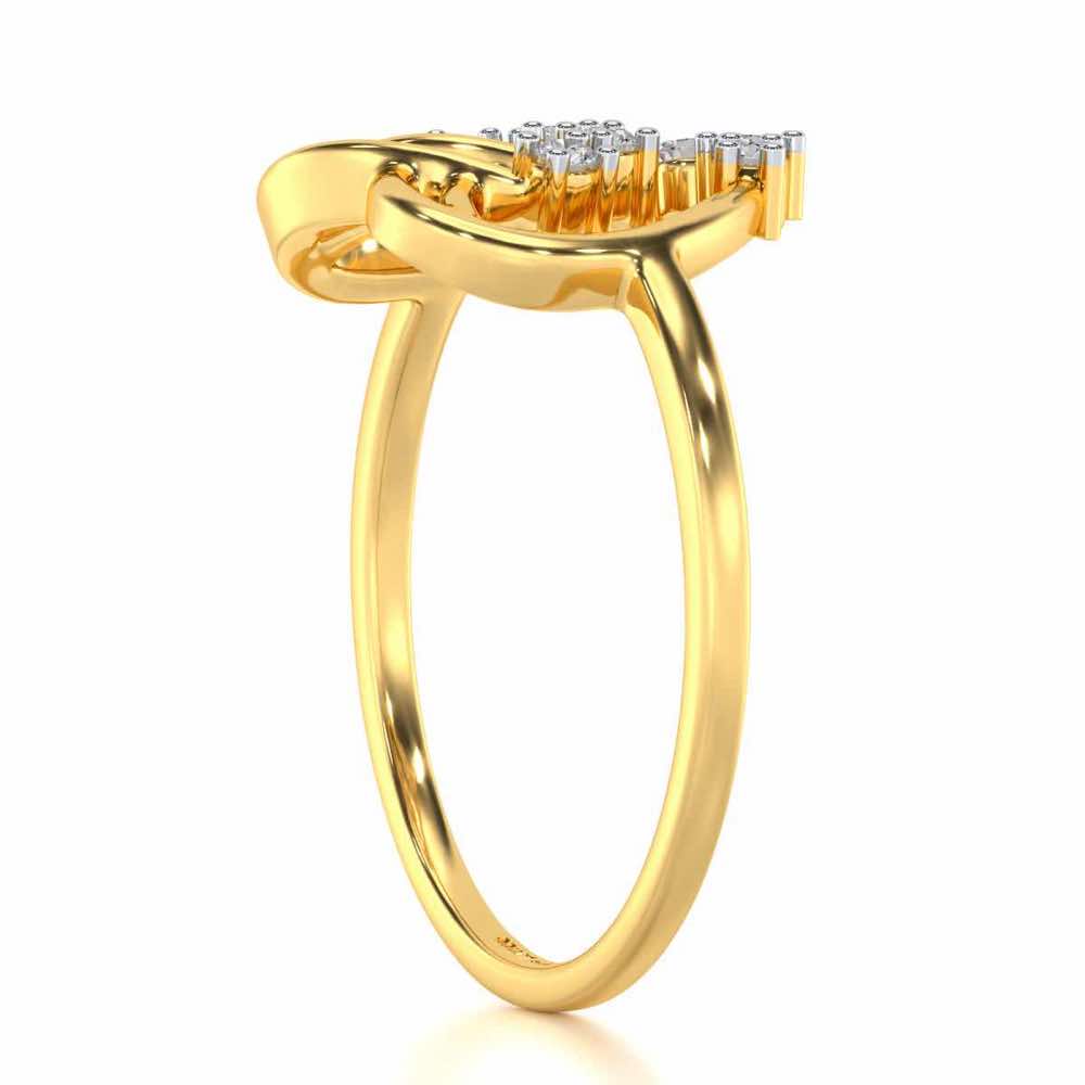 Flare Heart Silver Ring - Yellow Gold - Image 3