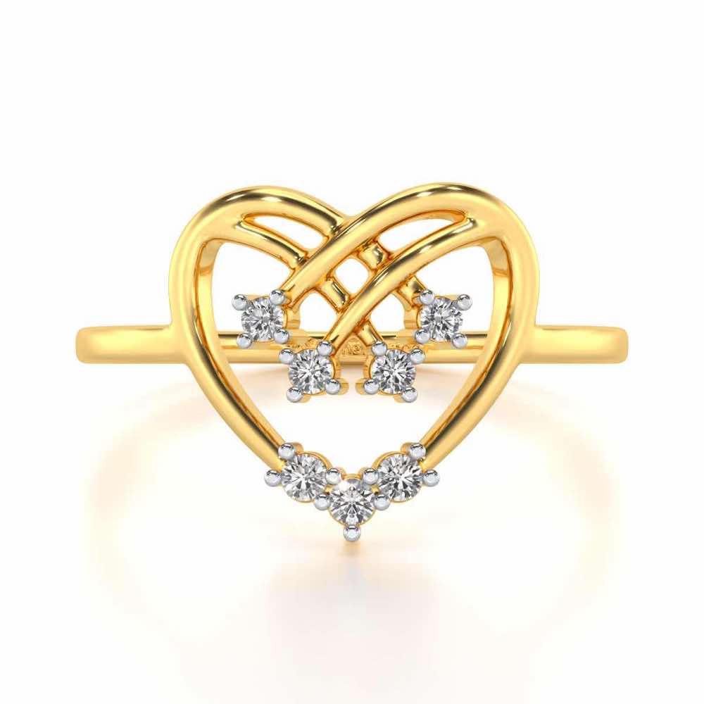 Flare Heart Silver Ring - Yellow Gold - Image 4