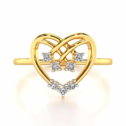 Flare Heart Silver Ring - Yellow Gold - Image 4