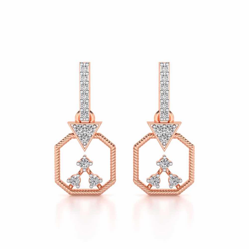 Flecked Silver Earrings - Rose Gold - Image 1