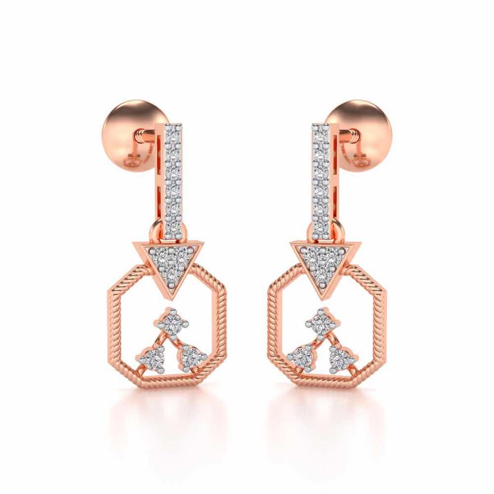 Flecked Silver Earrings - Rose Gold - Image 2
