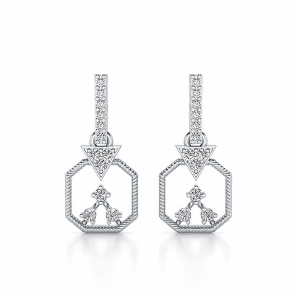 Flecked Silver Earrings - White Gold - Image 1