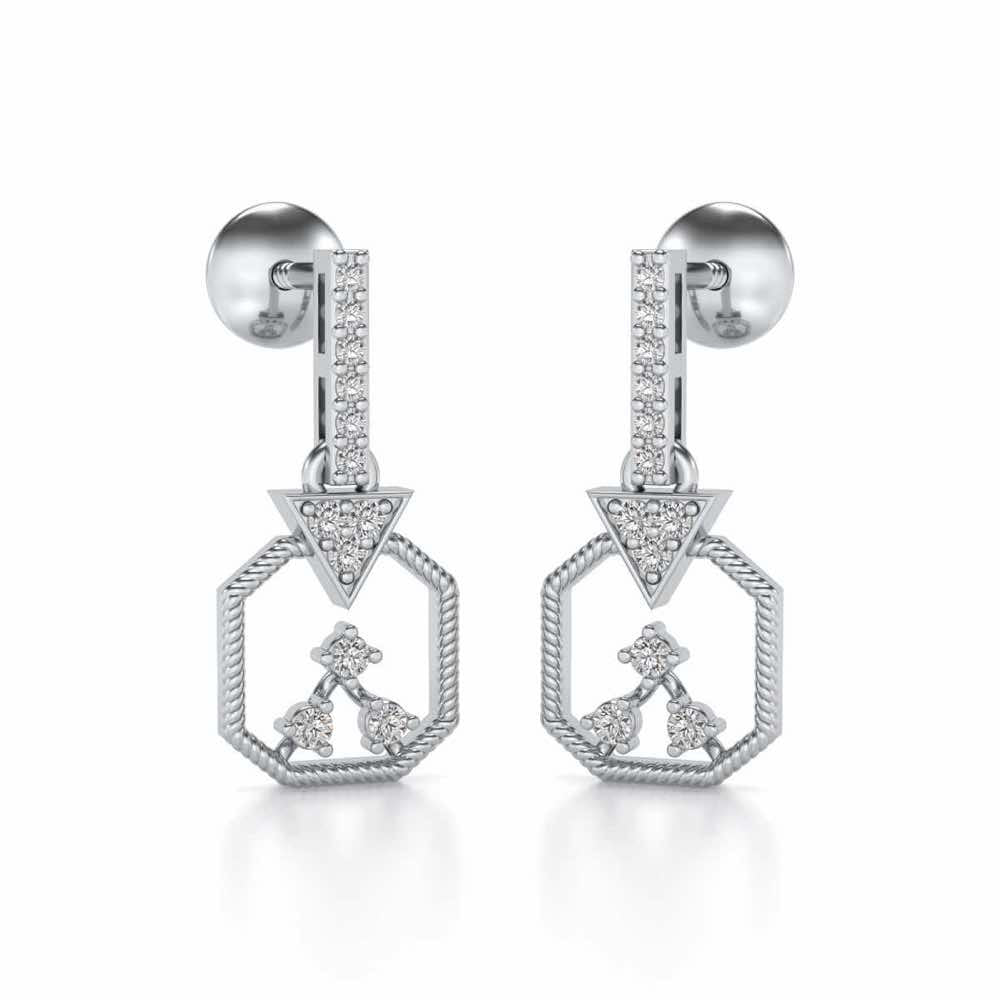 Flecked Silver Earrings - White Gold - Image 2