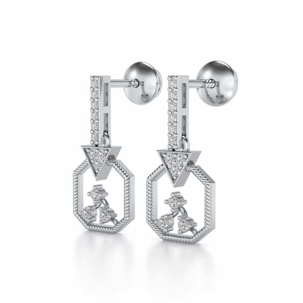 Flecked Silver Earrings - White Gold - Image 3