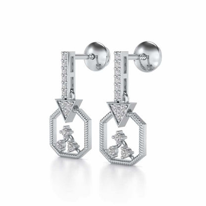 Flecked Silver Earrings - White Gold - Image 3