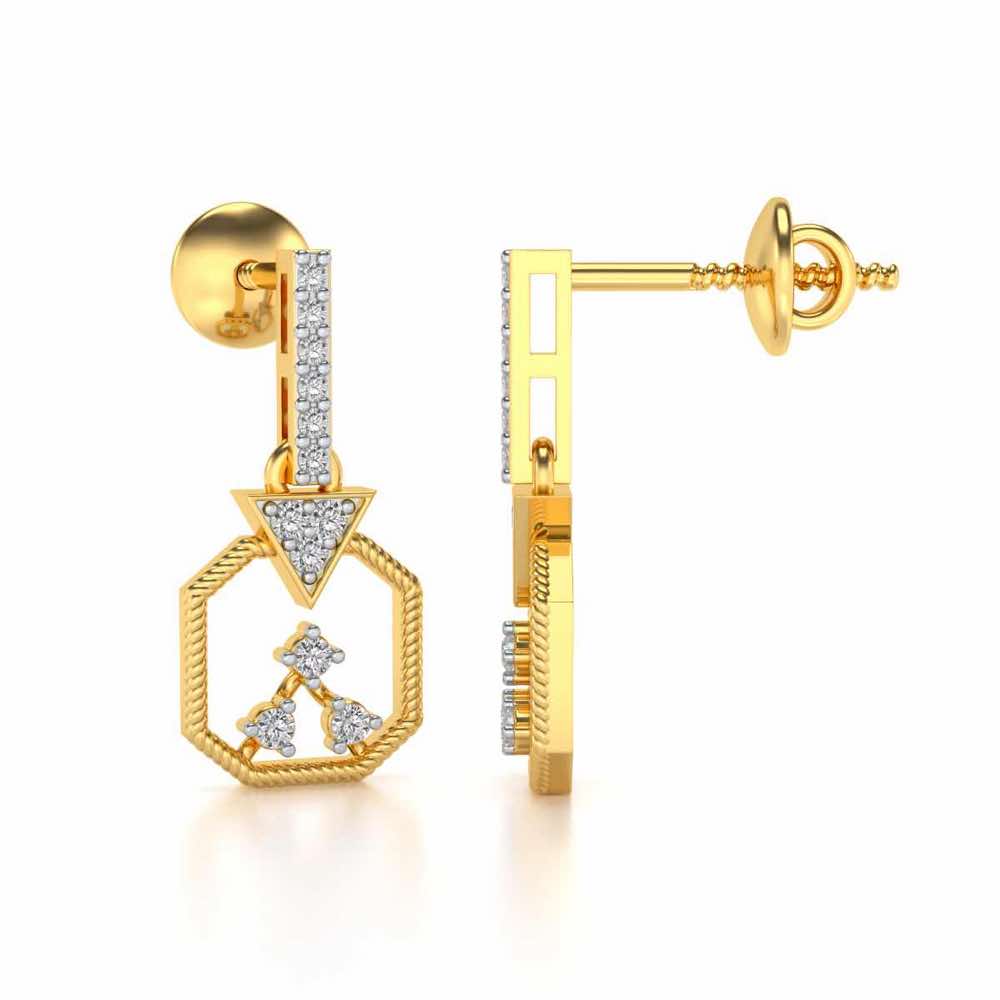 Flecked Silver Earrings - Yellow Gold - Image 4