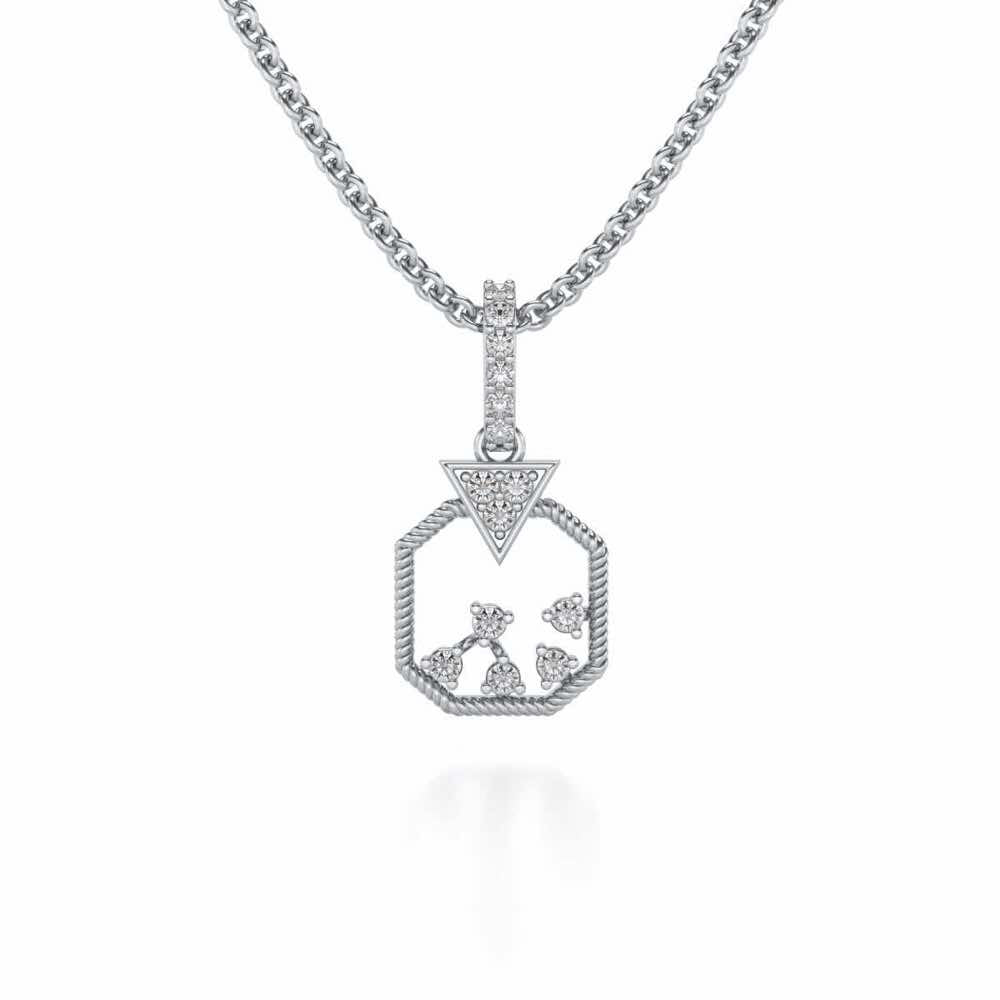 Flecked Silver Pendant - White Gold - Image 1