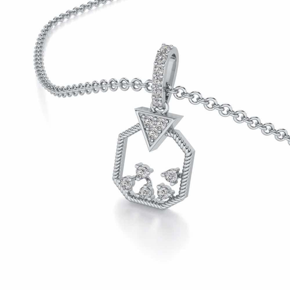 Flecked Silver Pendant - White Gold - Image 2