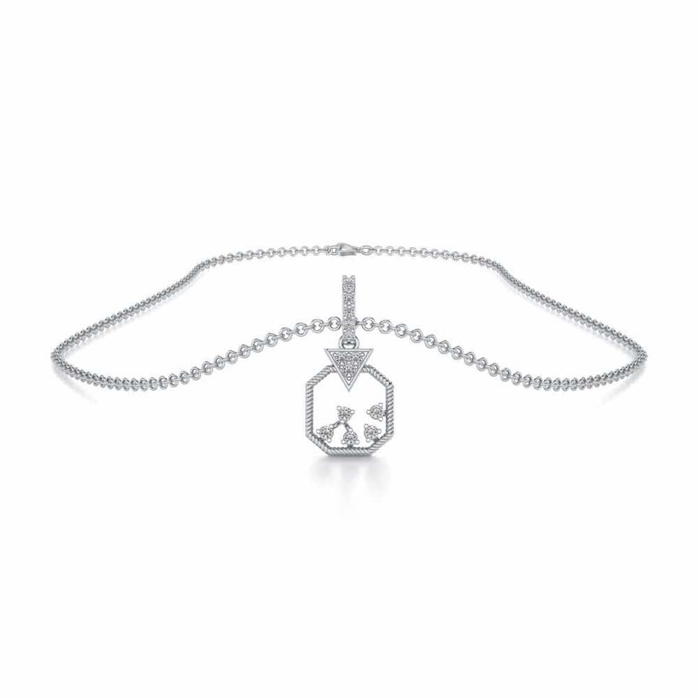 Flecked Silver Pendant - White Gold - Image 3