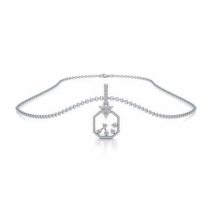 Flecked Silver Pendant - White Gold - Image 3