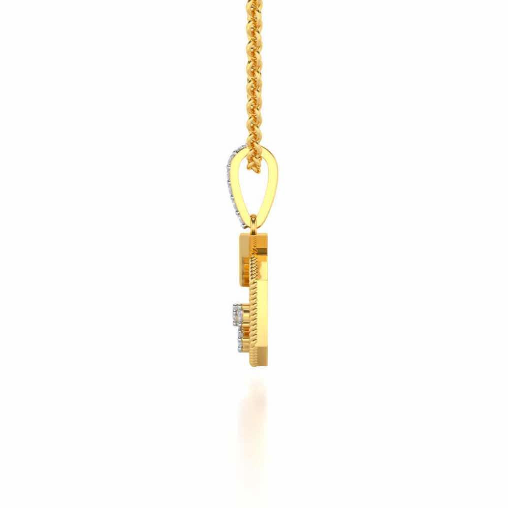 Flecked Silver Pendant - Yellow Gold - Image 4
