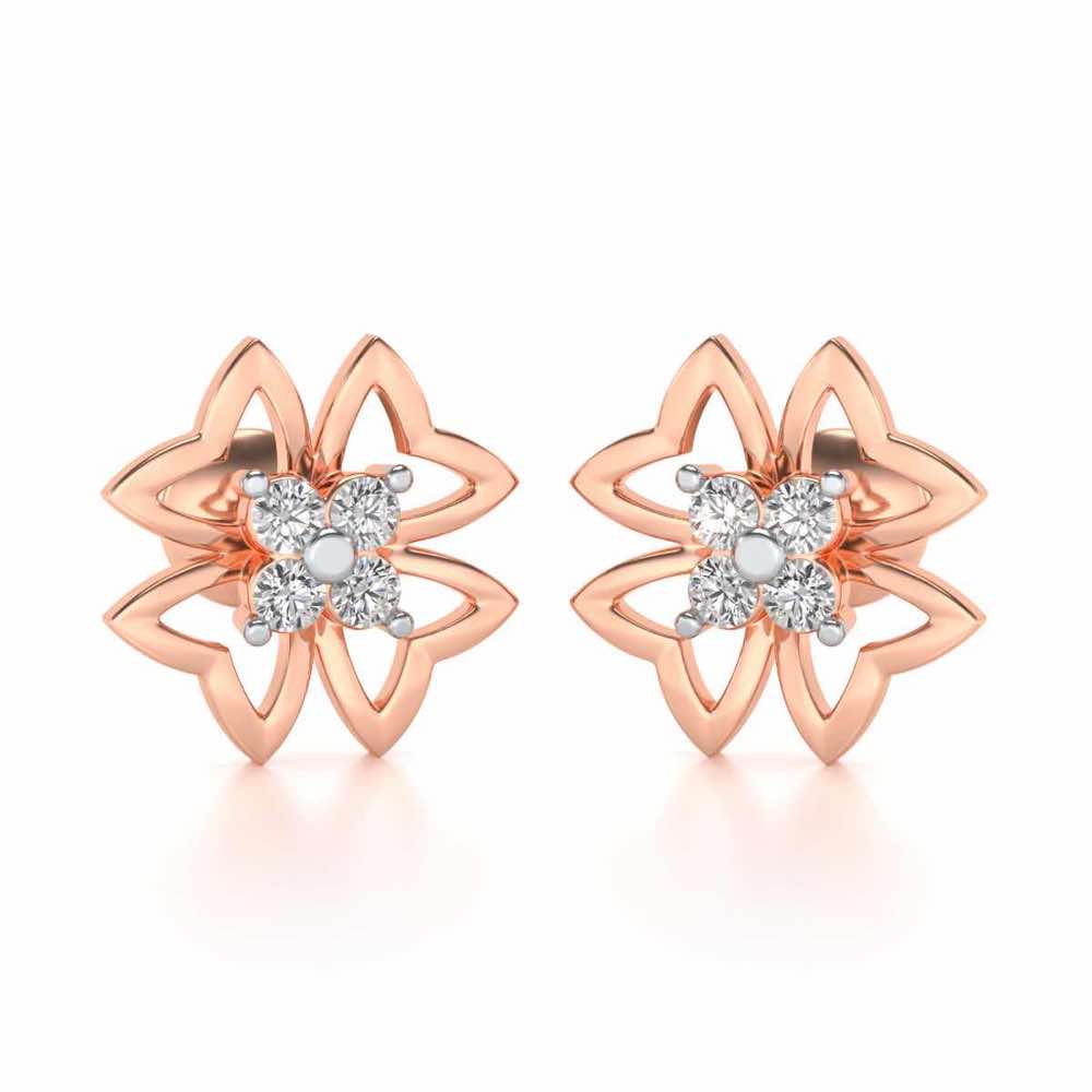 Fleur delicate Silver Studs - Rose Gold - Image 1