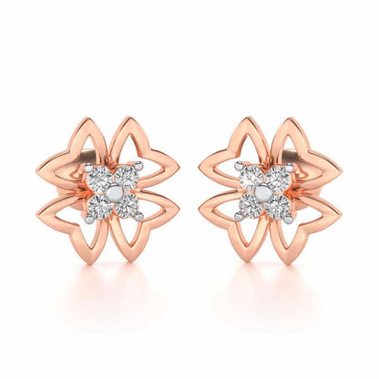 Fleur delicate Silver Studs - Rose Gold - Image 1