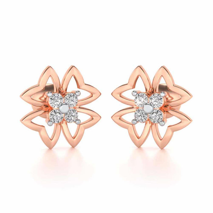 Fleur delicate Silver Studs - Rose Gold - Image 1