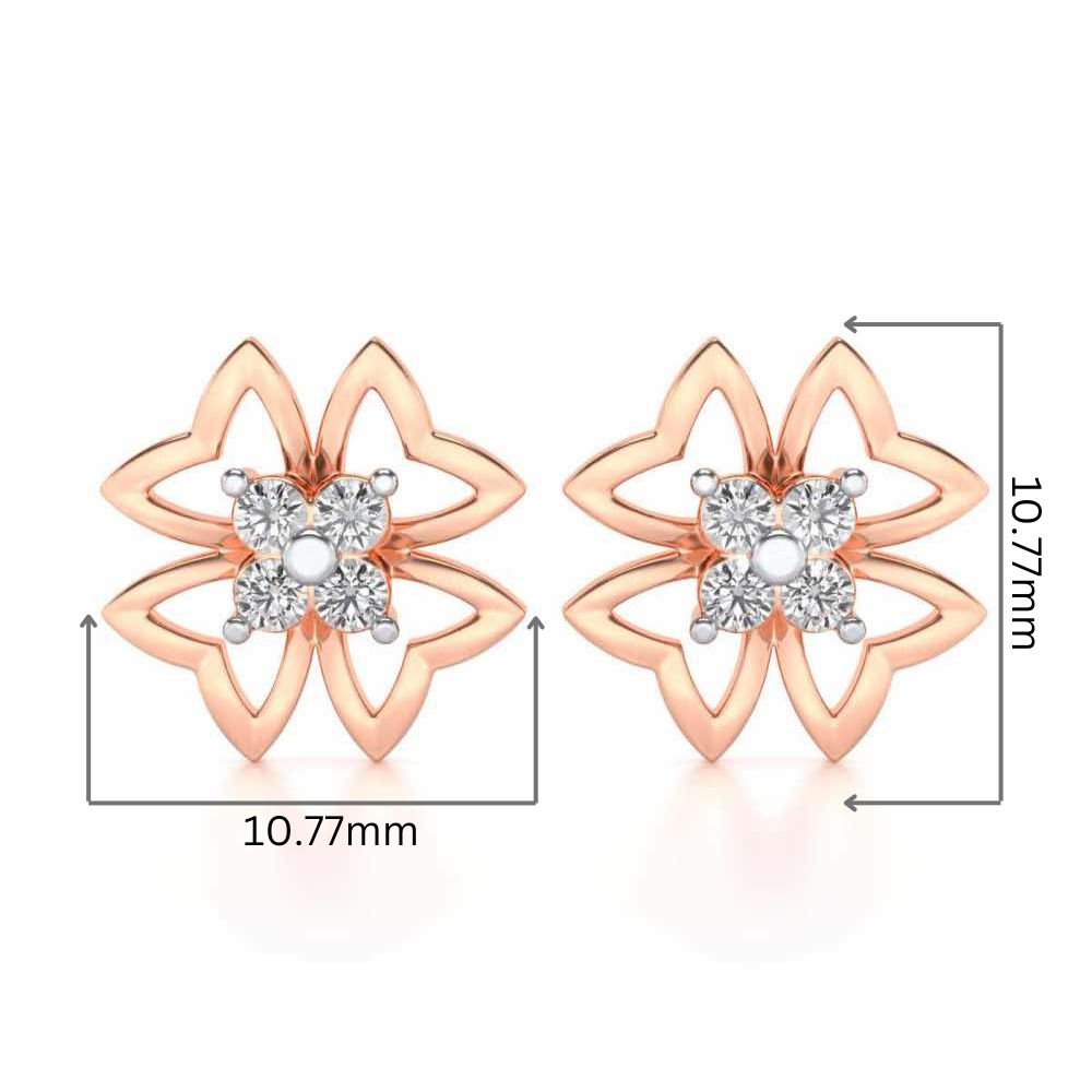 Fleur delicate Silver Studs - Rose Gold - Image 2