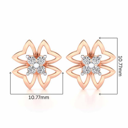 Fleur delicate Silver Studs - Rose Gold - Image 2