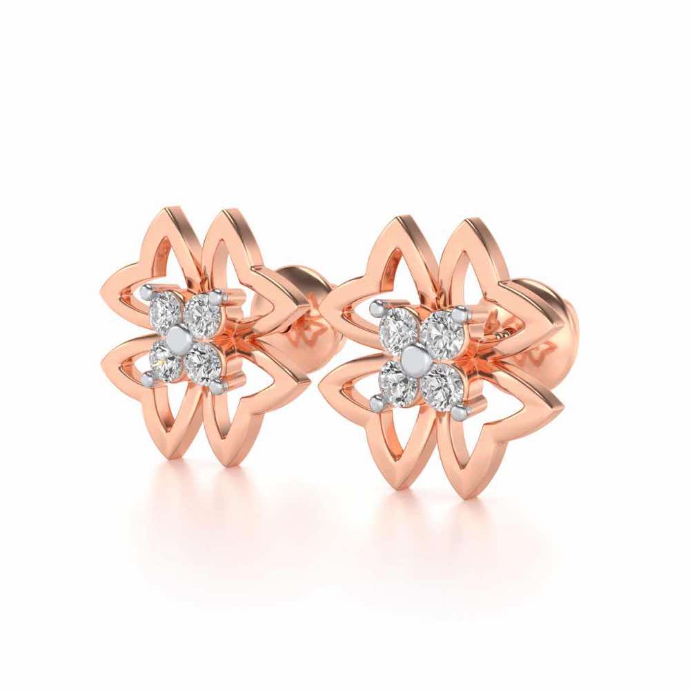 Fleur delicate Silver Studs - Rose Gold - Image 3