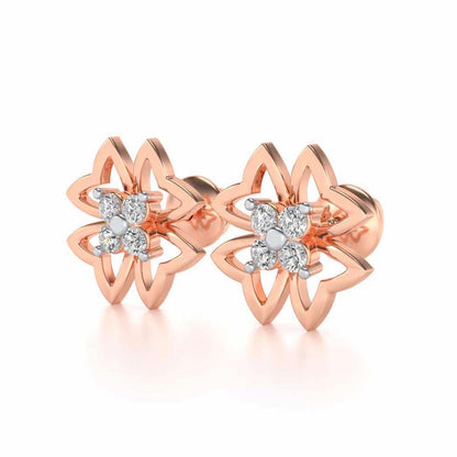 Fleur delicate Silver Studs - Rose Gold - Image 3