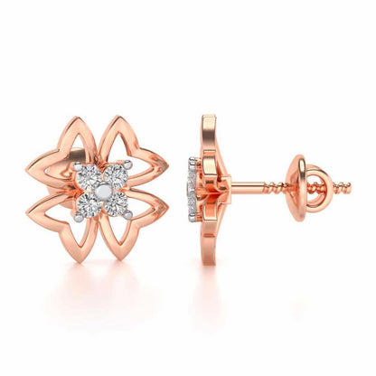 Fleur delicate Silver Studs - Rose Gold - Image 4