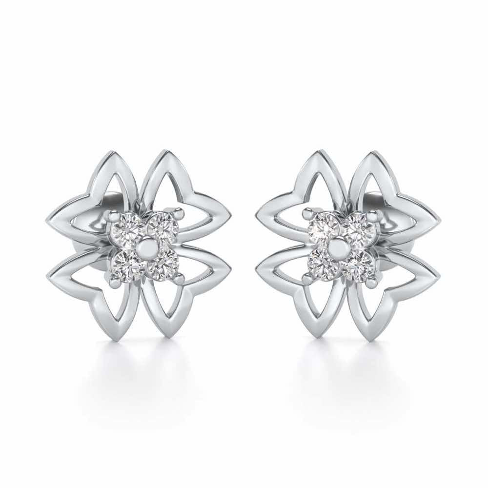 Fleur delicate Silver Studs - White Gold - Image 1