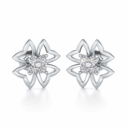 Fleur delicate Silver Studs - White Gold - Image 1