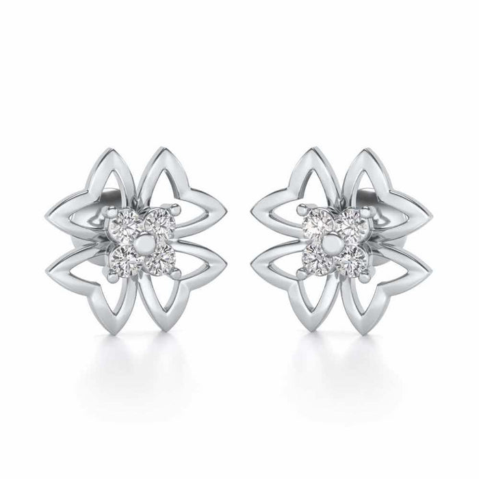Fleur delicate Silver Studs - White Gold - Image 1