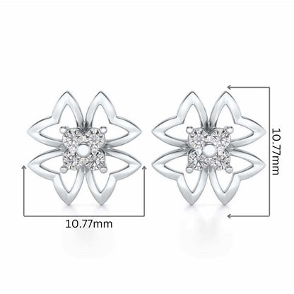 Fleur delicate Silver Studs - White Gold - Image 2