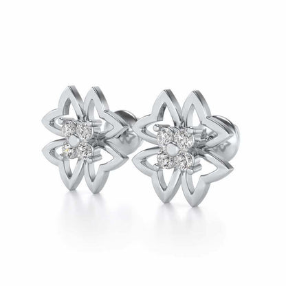 Fleur delicate Silver Studs - White Gold - Image 3