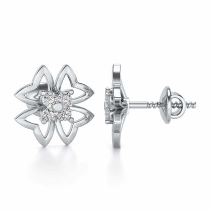 Fleur delicate Silver Studs - White Gold - Image 4