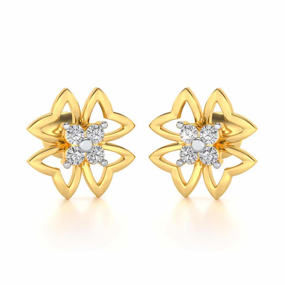 Fleur delicate Silver Studs - Yellow Gold - Image 1