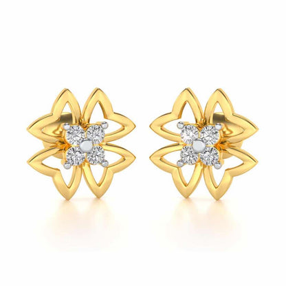 Fleur delicate Silver Studs - Yellow Gold - Image 1