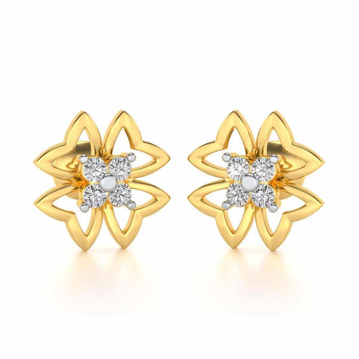 Fleur delicate Silver Studs - Yellow Gold - Image 1