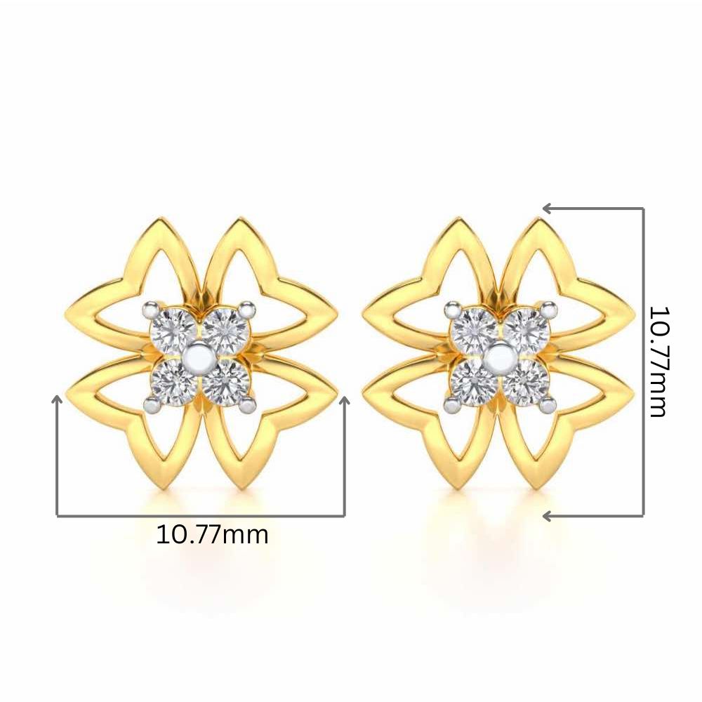 Fleur delicate Silver Studs - Yellow Gold - Image 2