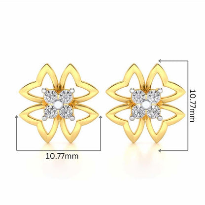 Fleur delicate Silver Studs - Yellow Gold - Image 2